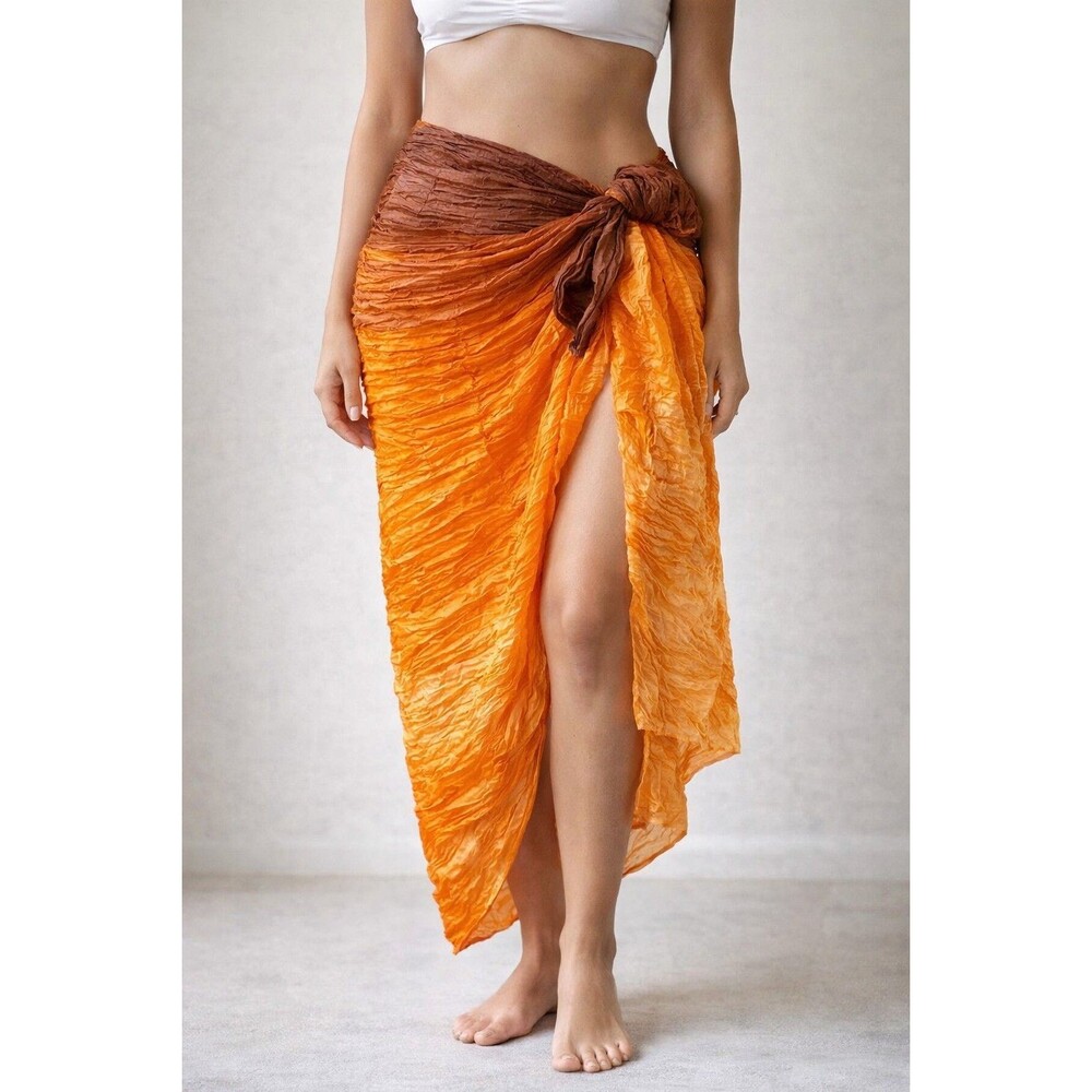 Scarf or sarong New Womans Avon Chocolate to Orange fade crinkle chiffon Silky